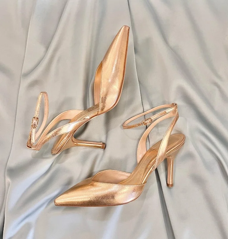 Antique gold heels styled with a golden yellow dress