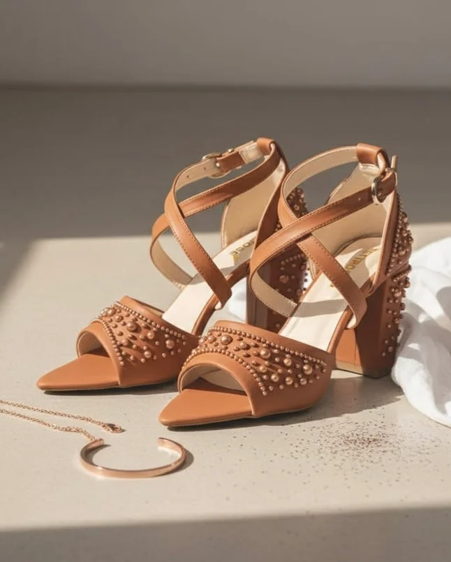Mocha brown heels paired with a chocolate brown dress