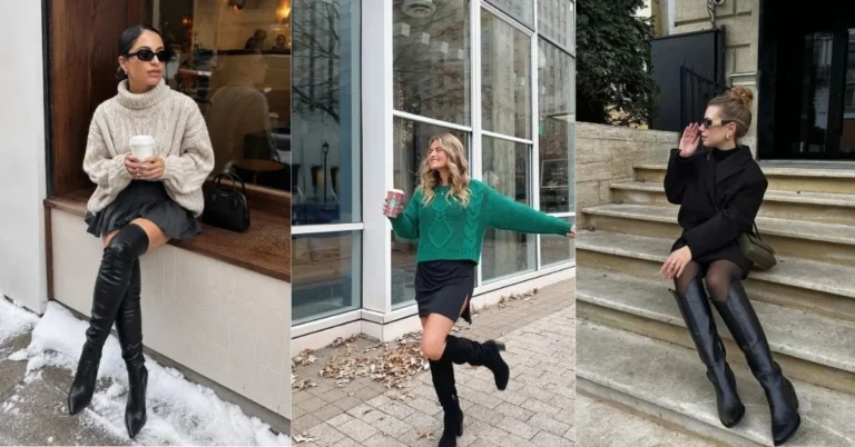 Black Thigh High Boots Outfit Winter