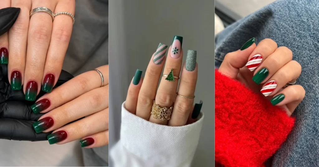 Emerald Green Christmas Nail Designs