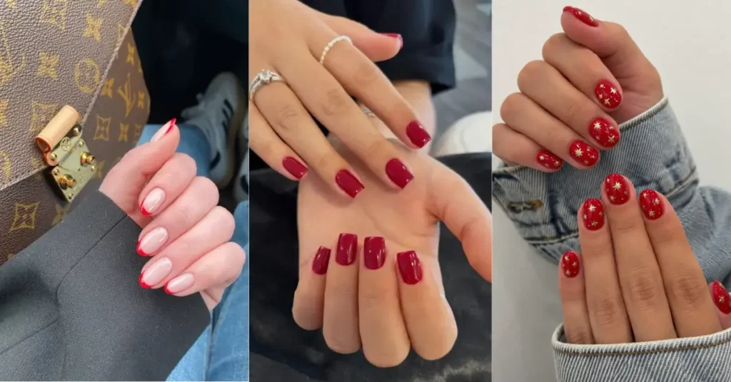 Short Red Christmas Nail Designs
