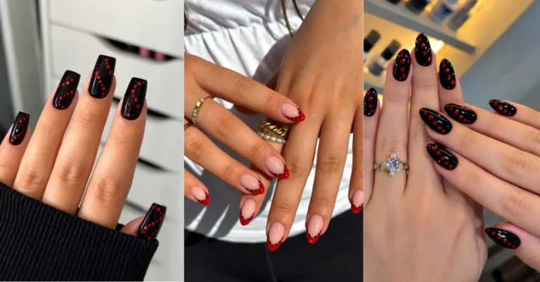 Red and Black Polka Dot Nails