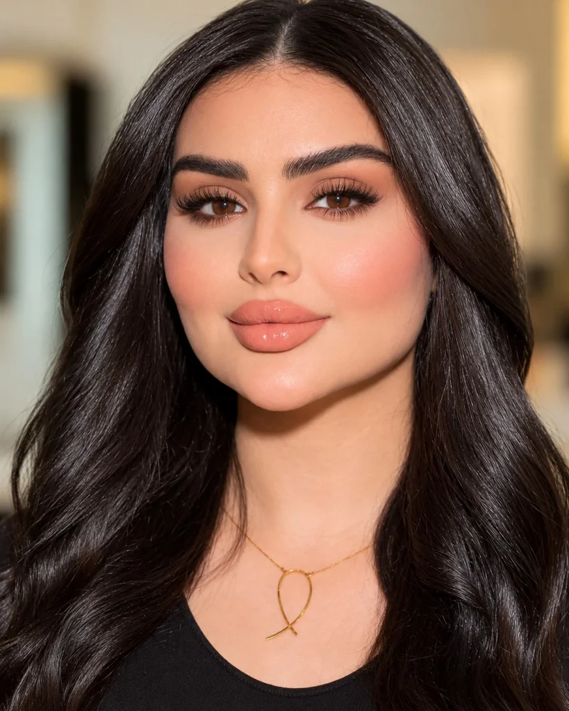 Woman with brown eyes wearing brown-black mascara for softly defined lashes